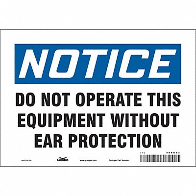 CONDOR 466G03 Safety Sign 7 in x 10 in Vinyl