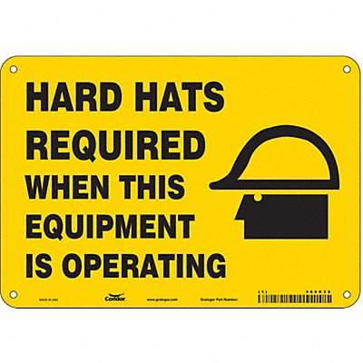 CONDOR 466K39 Safety Sign 7 in x 10 in Polyethylene