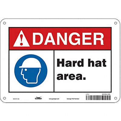 CONDOR 466L96 Safety Sign 7 in x 10 in Polyethylene