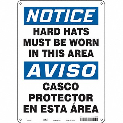 CONDOR 466N18 Safety Sign 14 in x 10 in Polyethylene