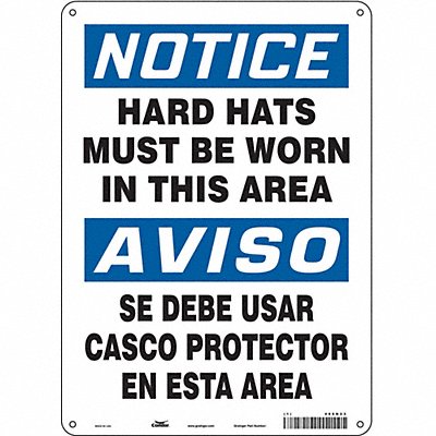 CONDOR 466N23 Safety Sign 14 in x 10 in Polyethylene