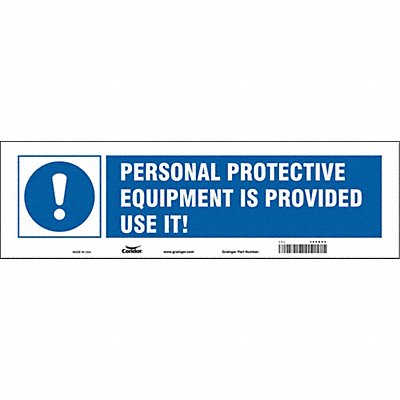 CONDOR 466N84 Safety Sign 5 in x 17 in Vinyl