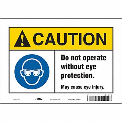 CONDOR 466V74 Safety Sign 7 in x 10 in Vinyl