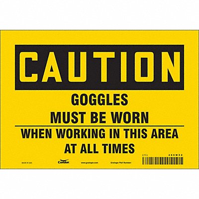 CONDOR 466W02 Safety Sign 7 in x 10 in Vinyl