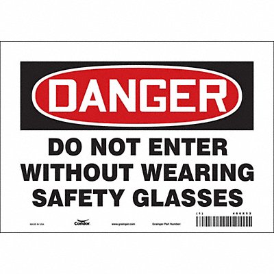 CONDOR 466X53 Safety Sign 7 in x 10 in Vinyl