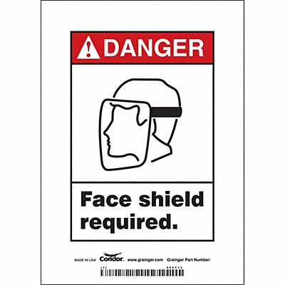 CONDOR 466Y13 Safety Sign 7 in x 5 in Vinyl