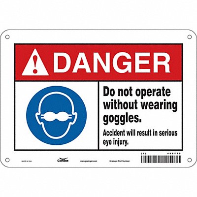 CONDOR 466Y35 Safety Sign 7 in x 10 in Aluminum