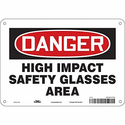 CONDOR 466Y78 Safety Sign 7 in x 10 in Aluminum