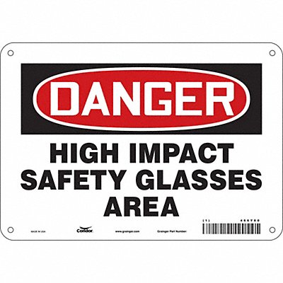 CONDOR 466Y80 Safety Sign 7 in x 10 in Polyethylene