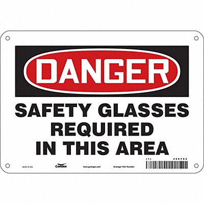 CONDOR 466Y84 Safety Sign 7 in x 10 in Aluminum