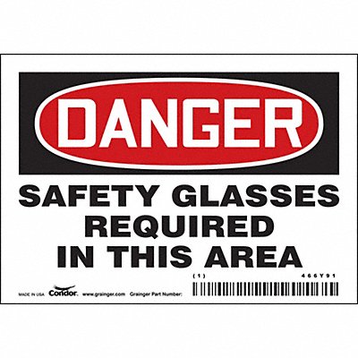 CONDOR 466Y91 Safety Sign 3 1/2 inx5 in Vinyl