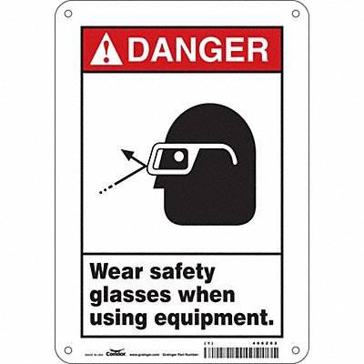 CONDOR 466Z02 Safety Sign 10 in x 7 in Polyethylene