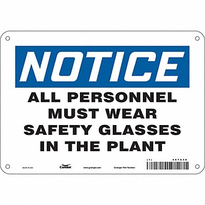 CONDOR 467A38 Safety Sign 7 in x 10 in Polyethylene