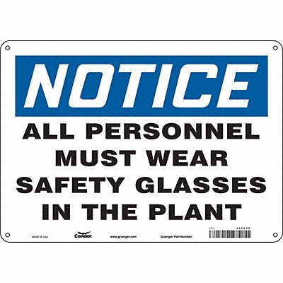 CONDOR 467A39 Safety Sign 10 in x 14 in Polyethylene