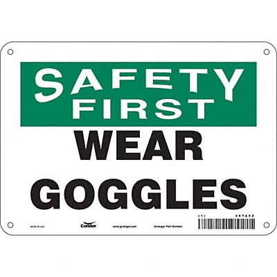 CONDOR 467A52 J7029 Safety Sign 7 in x 10 in Polyethylene