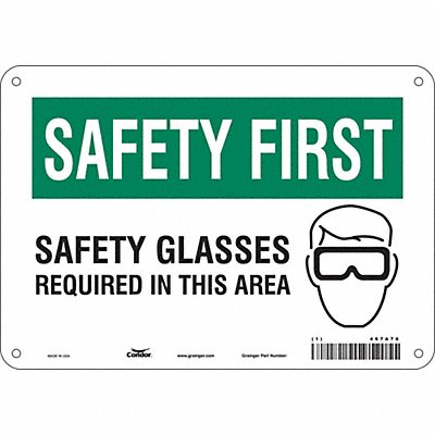 CONDOR 467A76 Safety Sign 7 in x 10 in Aluminum