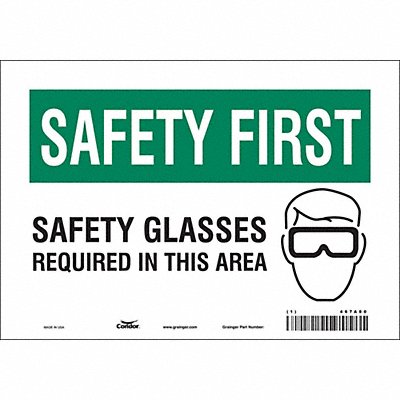 CONDOR 467A80 Safety Sign 7 inx10 in Vinyl
