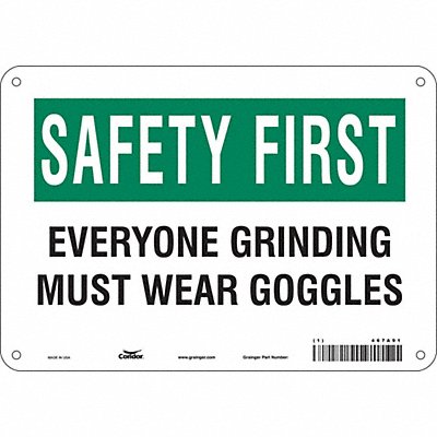 CONDOR 467A91 Safety Sign 7 in x 10 in Aluminum