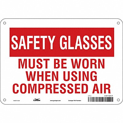 CONDOR 467A97 Safety Sign 7 in x 10 in Aluminum