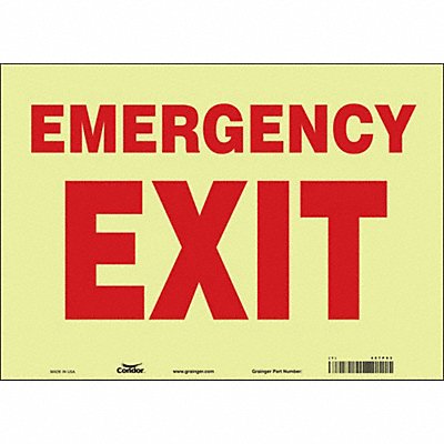CONDOR 467P93 Safety Sign 10 in x 14 in Glow Vinyl