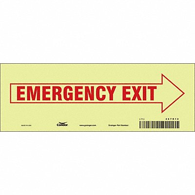 CONDOR 467R12 Safety Sign 3 1/2 in x 10 in Glow Vinyl