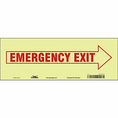 CONDOR 467R13 Safety Sign 5 in x 14 in Glow Vinyl