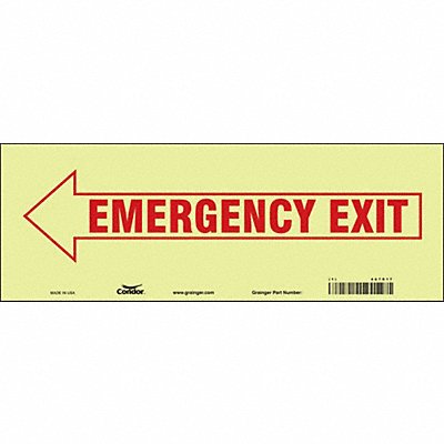 CONDOR 467R17 Safety Sign 5 in x 14 in Glow Vinyl