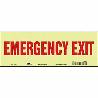 CONDOR 467R23 Safety Sign 5 in x 14 in Glow Vinyl