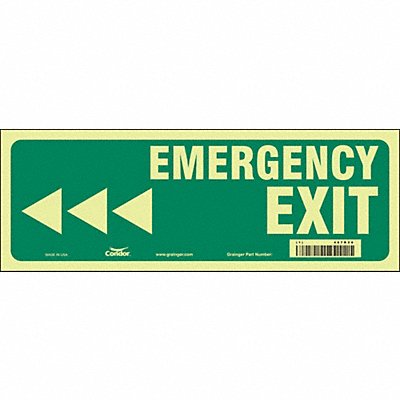 CONDOR 467R28 Safety Sign 5 in x 14 in Glow Vinyl