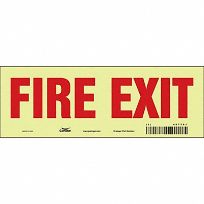 CONDOR 467T91 Safety Sign 3 1/2 in x 10 in Glow Vinyl