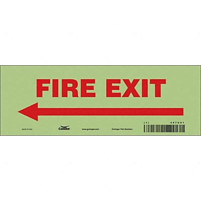CONDOR 467U01 Safety Sign 3 1/2 in x 10 in Glow Vinyl