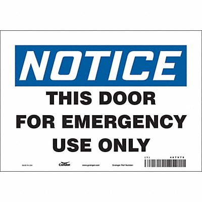 CONDOR 467V79 Safety Sign 7 in x 10 in Vinyl
