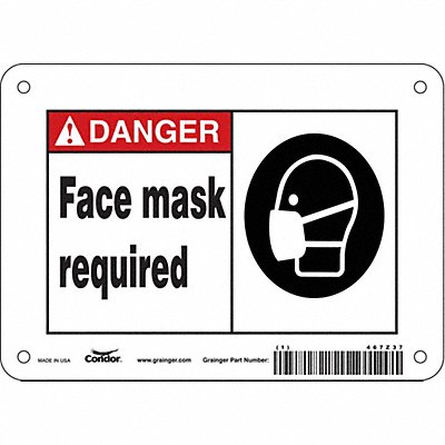 CONDOR 467Z37 Safety Sign 5 in x 7 in Polyethylene