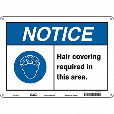 CONDOR 468K87 Safety Sign 10 in x 14 in Polyethylene