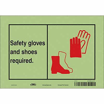 CONDOR 468L87 Safety Sign 7 in x 10 in Glow Vinyl