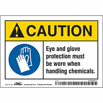 CONDOR 468M90 Safety Sign 3 1/2 inx5 in Vinyl