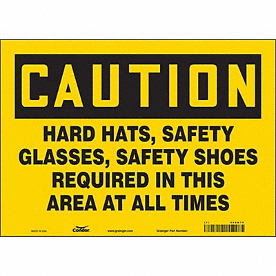 CONDOR 468N70 Safety Sign 10 inx14 in Vinyl