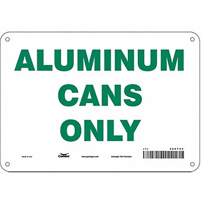 CONDOR 468T93 K0970 Safety Sign 7 in x 10 in Aluminum