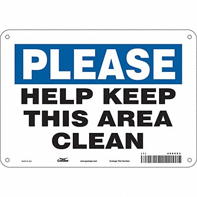CONDOR 468V83 Safety Sign 7 in x 10 in Aluminum