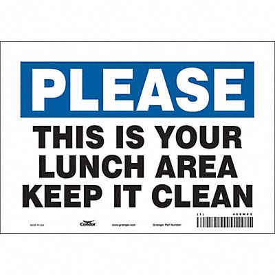 CONDOR 468W03 Safety Sign 7 in x 10 in Vinyl