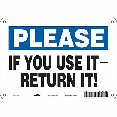 CONDOR 468W12 Safety Sign 7 in x 10 in Aluminum