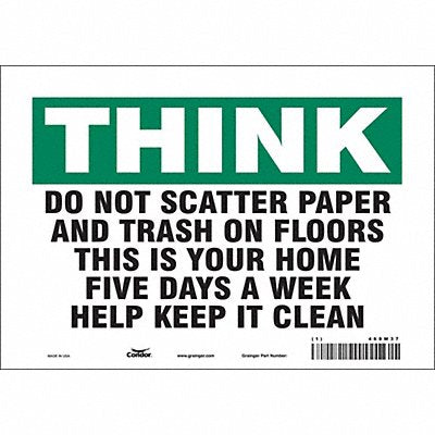 CONDOR 468W37 Safety Sign 7 in x 10 in Vinyl