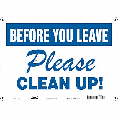 CONDOR 468W40 Safety Sign 10 in x 14 in Aluminum