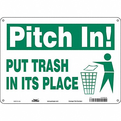 CONDOR 468W58 Safety Sign 10 in x 14 in Aluminum