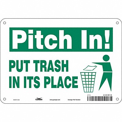 CONDOR 468W59 Safety Sign 7 in x 10 in Polyethylene