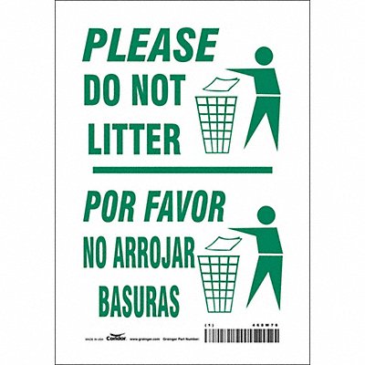 CONDOR 468W76 Safety Sign 10 in x 7 in Vinyl