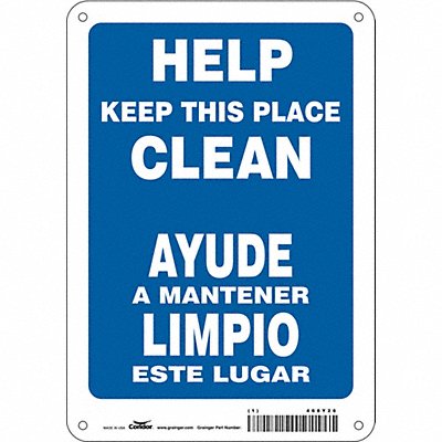 CONDOR 468Y26 Safety Sign 10 in x 7 in Polyethylene