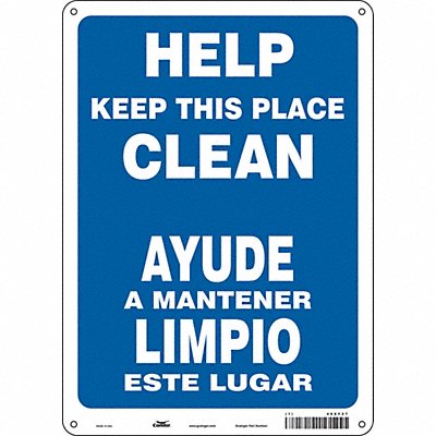 CONDOR 468Y27 Safety Sign 14 in x 10 in Polyethylene