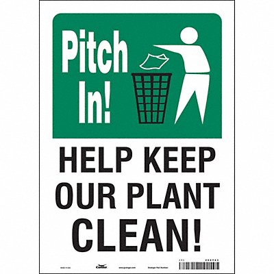 CONDOR 468Y83 Safety Sign 14 in x 10 in Vinyl
