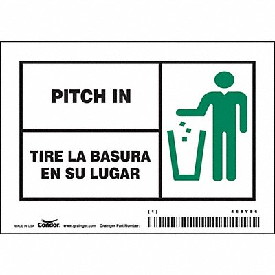 CONDOR 468Y86 Safety Sign 3 1/2 in x 5 in Vinyl PK5
